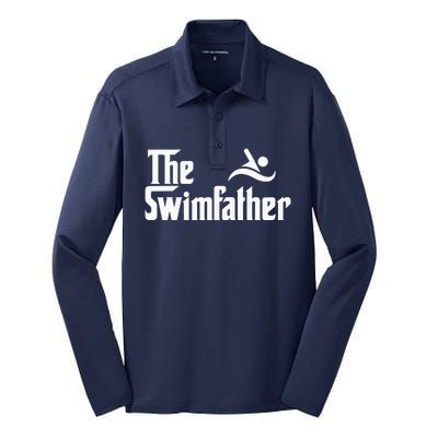 The Swim Father Funny Swimming Swimmer Gift Silk Touch Performance Long Sleeve Polo