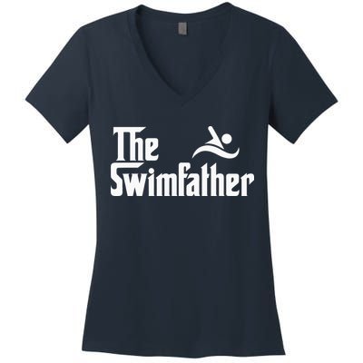 The Swim Father Funny Swimming Swimmer Gift Women's V-Neck T-Shirt