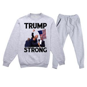 Trump Strong Fist Hand Us Vote Trump 2024 Survives Rally Premium Crewneck Sweatsuit Set