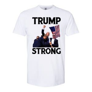 Trump Strong Fist Hand Us Vote Trump 2024 Survives Rally Softstyle CVC T-Shirt