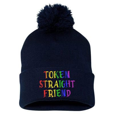 Token Straight Friend - Rainbow Colors Pom Pom 12in Knit Beanie