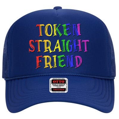 Token Straight Friend - Rainbow Colors High Crown Mesh Back Trucker Hat