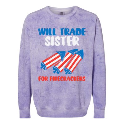 Trade Sister For Firecrackers Funny Boy 4th Of July Colorblast Crewneck Sweatshirt