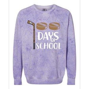 Teachers Students Funny 100th Day Of School Hockey Gift Colorblast Crewneck Sweatshirt