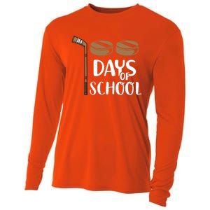 Teachers Students Funny 100th Day Of School Hockey Gift Cooling Performance Long Sleeve Crew