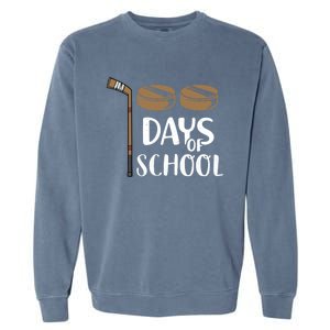 Teachers Students Funny 100th Day Of School Hockey Gift Garment-Dyed Sweatshirt