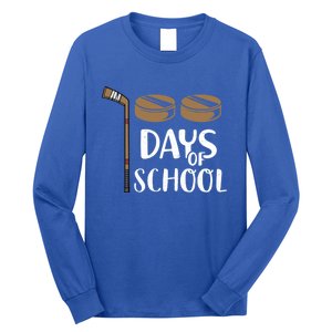 Teachers Students Funny 100th Day Of School Hockey Gift Long Sleeve Shirt