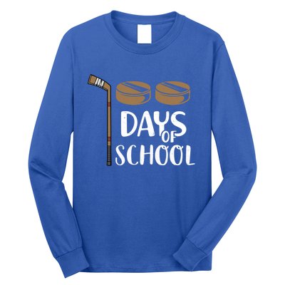 Teachers Students Funny 100th Day Of School Hockey Gift Long Sleeve Shirt