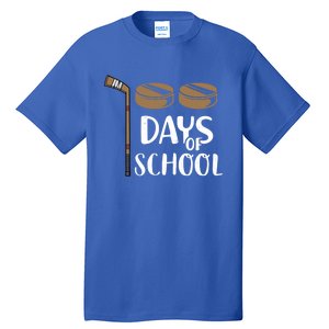 Teachers Students Funny 100th Day Of School Hockey Gift Tall T-Shirt