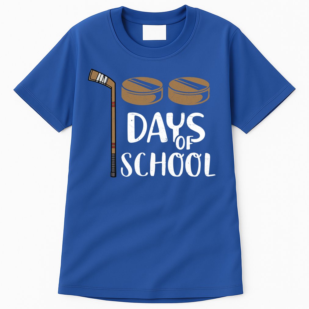 Teachers Students Funny 100th Day Of School Hockey Gift Tall T-Shirt