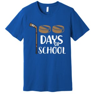 Teachers Students Funny 100th Day Of School Hockey Gift Premium T-Shirt