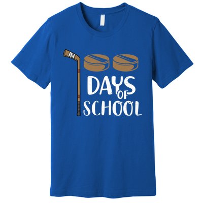 Teachers Students Funny 100th Day Of School Hockey Gift Premium T-Shirt