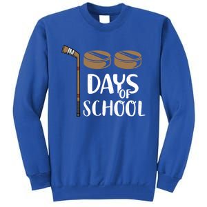 Teachers Students Funny 100th Day Of School Hockey Gift Tall Sweatshirt