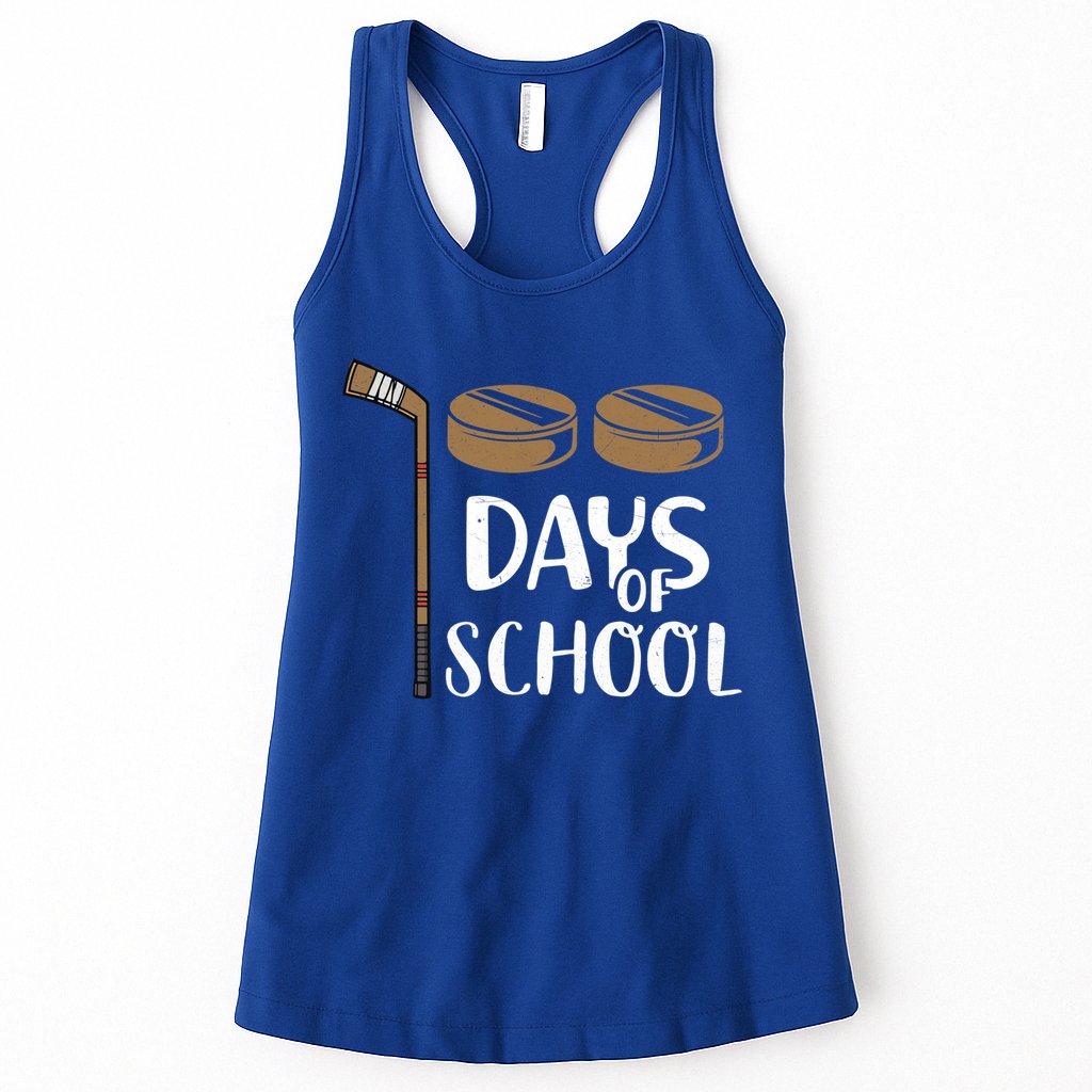 Teachers Students Funny 100th Day Of School Hockey Gift Womens Tank Top