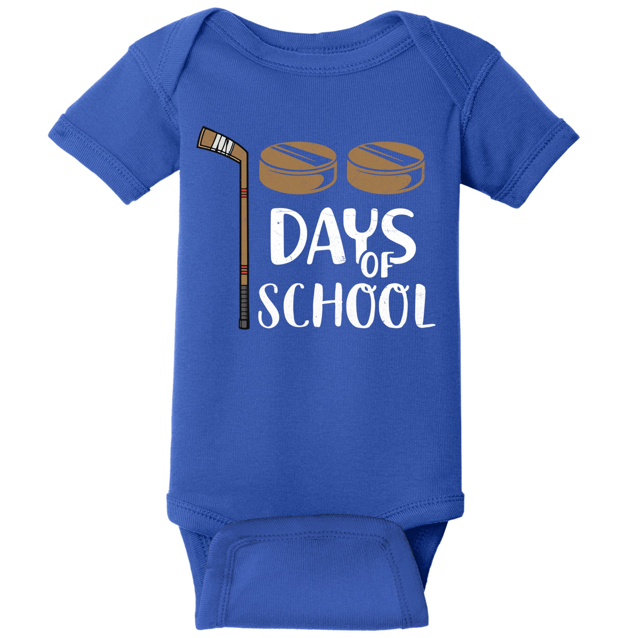Teachers Students Funny 100th Day Of School Hockey Gift Baby Bodysuit