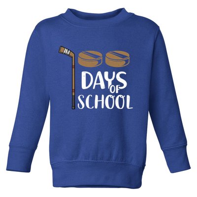Teachers Students Funny 100th Day Of School Hockey Gift Toddler Sweatshirt