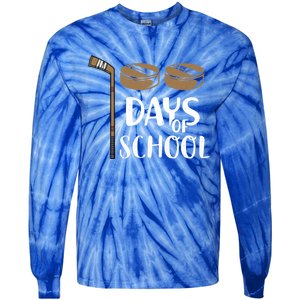 Teachers Students Funny 100th Day Of School Hockey Gift Tie-Dye Long Sleeve Shirt