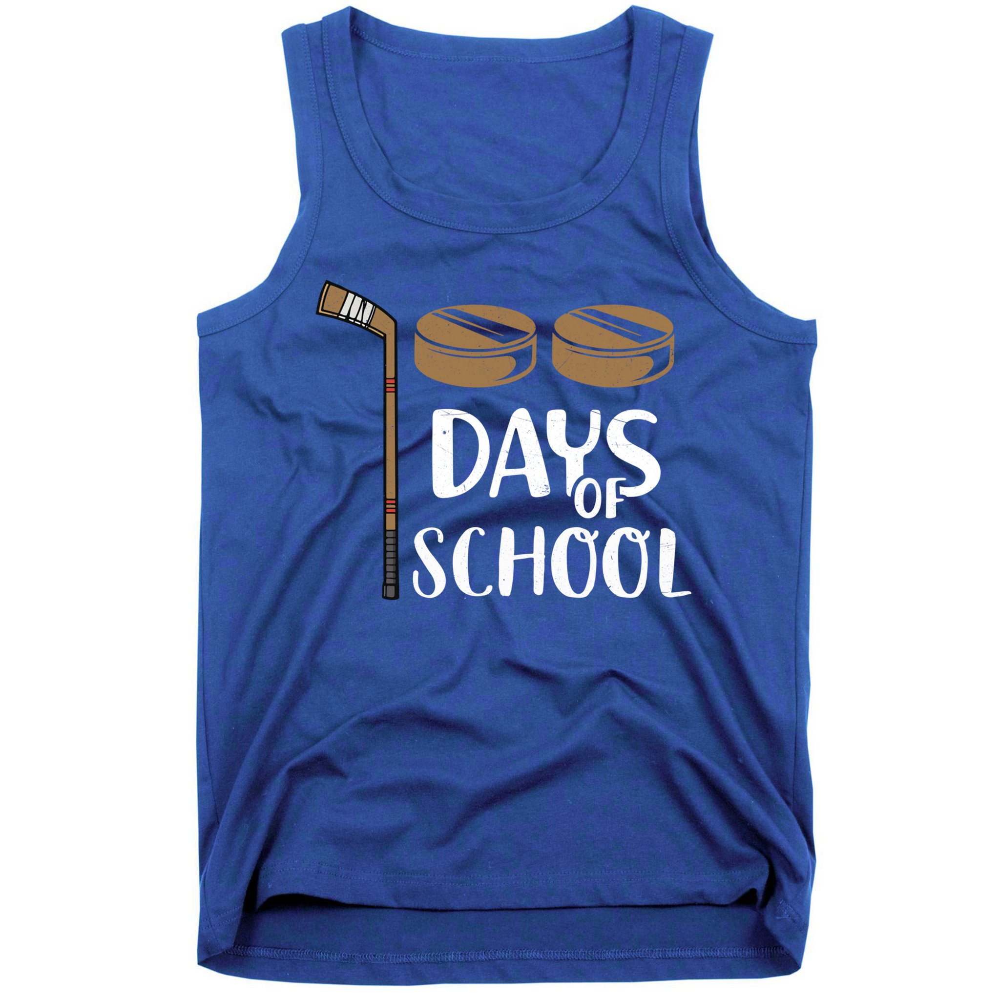 Teachers Students Funny 100th Day Of School Hockey Gift Tank Top