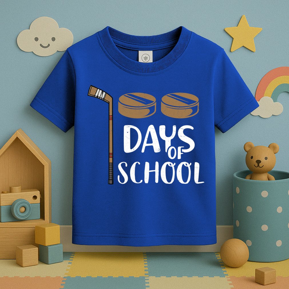 Teachers Students Funny 100th Day Of School Hockey Gift Toddler T-Shirt