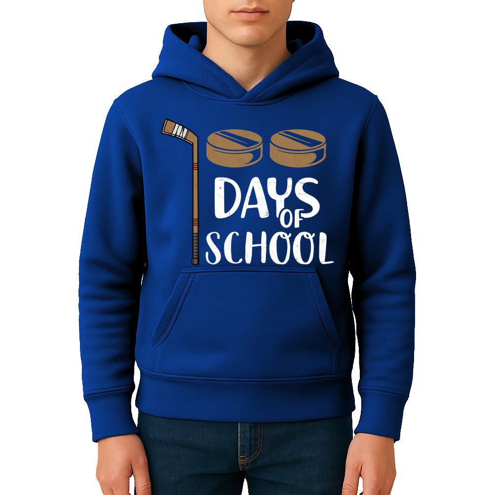Teachers Students Funny 100th Day Of School Hockey Gift Kids Hoodie