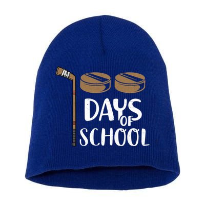 Teachers Students Funny 100th Day Of School Hockey Gift Short Acrylic Beanie