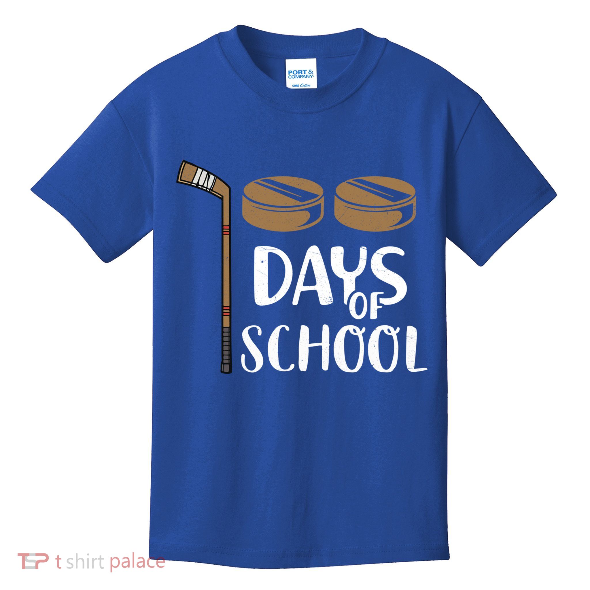 Teachers Students Funny 100th Day Of School Hockey Gift Kids T-Shirt