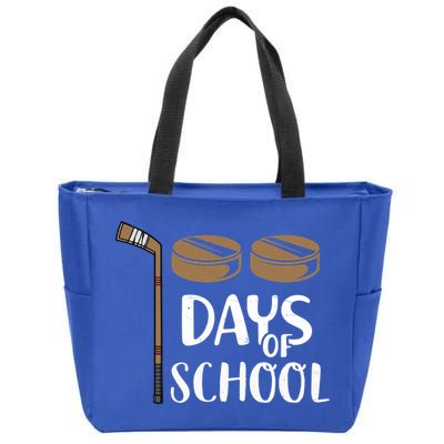 Teachers Students Funny 100th Day Of School Hockey Gift Zip Tote Bag