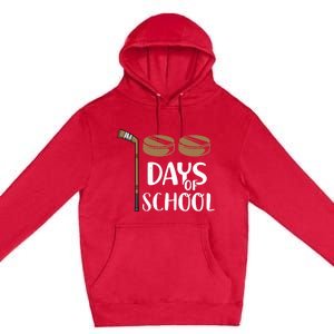 Teachers Students Funny 100th Day Of School Hockey Gift Premium Pullover Hoodie