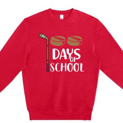 Teachers Students Funny 100th Day Of School Hockey Gift Premium Crewneck Sweatshirt