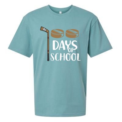 Teachers Students Funny 100th Day Of School Hockey Gift Sueded Cloud Jersey T-Shirt