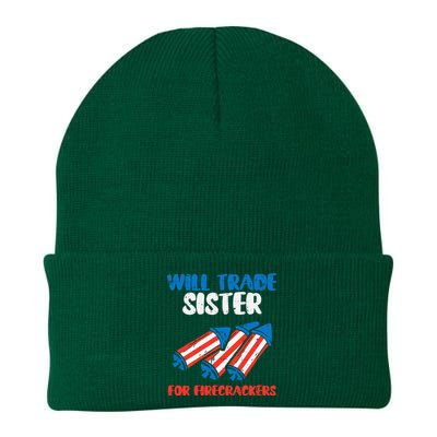 Trade Sister For Firecrackers Funny 4th Of July Knit Cap Winter Beanie