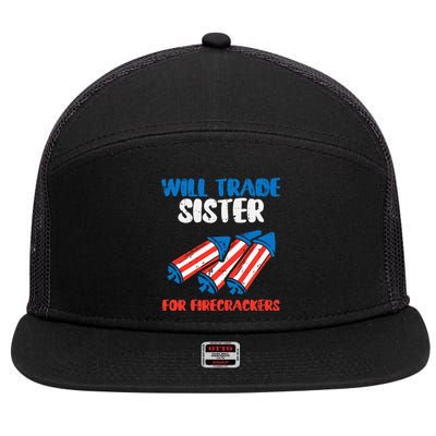 Trade Sister For Firecrackers Funny 4th Of July 7 Panel Mesh Trucker Snapback Hat