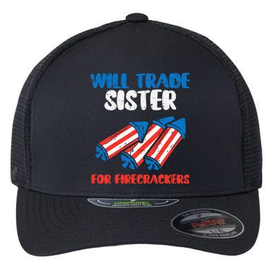 Trade Sister For Firecrackers Funny 4th Of July Flexfit Unipanel Trucker Cap