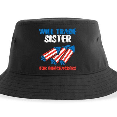 Trade Sister For Firecrackers Funny 4th Of July Sustainable Bucket Hat