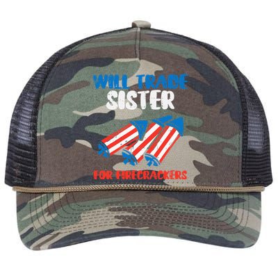 Trade Sister For Firecrackers Funny 4th Of July Retro Rope Trucker Hat Cap