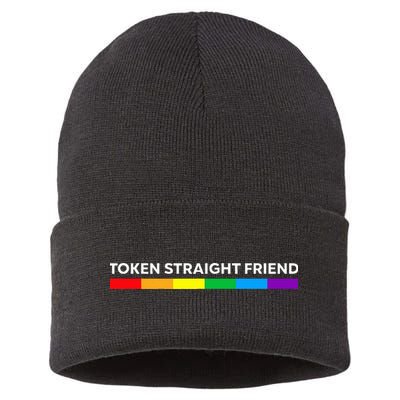 Token Straight Friend Rainbow Colors LGBT Sustainable Knit Beanie