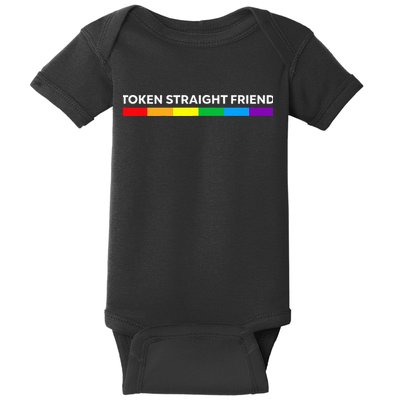 Token Straight Friend Rainbow Colors LGBT Baby Bodysuit