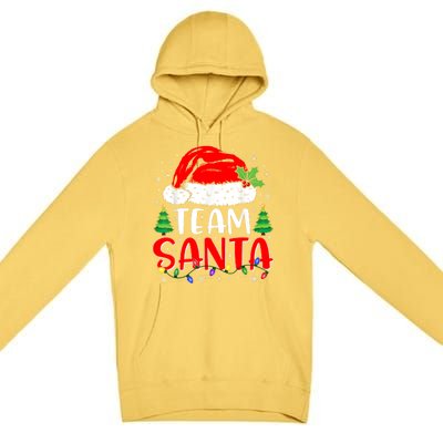 Team Santa Funny Christmas Lights Family Pajamas Matching Premium Pullover Hoodie