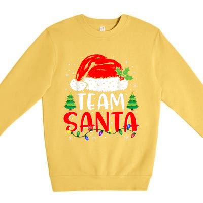 Team Santa Funny Christmas Lights Family Pajamas Matching Premium Crewneck Sweatshirt