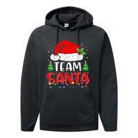 Team Santa Funny Christmas Lights Family Pajamas Matching Performance Fleece Hoodie