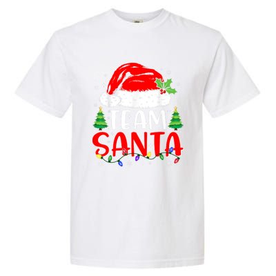 Team Santa Funny Christmas Lights Family Pajamas Matching Garment-Dyed Heavyweight T-Shirt