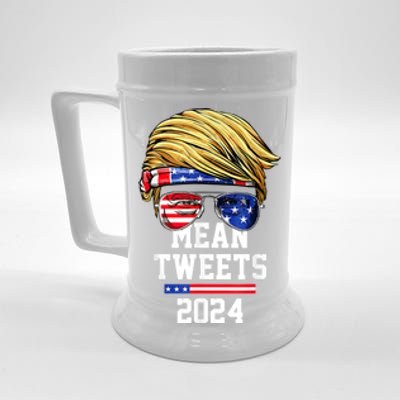 Trump Sunglasses Funny Trump 2024 Mean Tweets 4th Of July Beer Stein