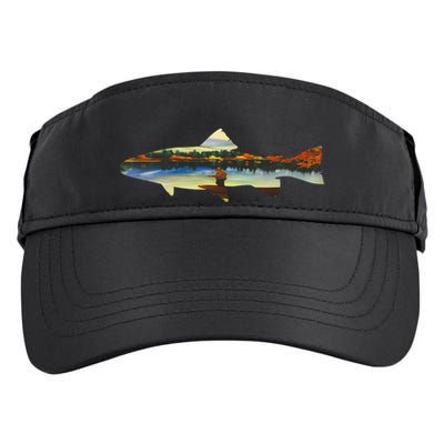 Trout Silhouette Fly Fishing Sunset Lake Adult Drive Performance Visor