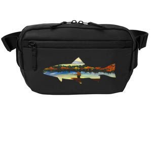 Trout Silhouette Fly Fishing Sunset Lake Crossbody Pack