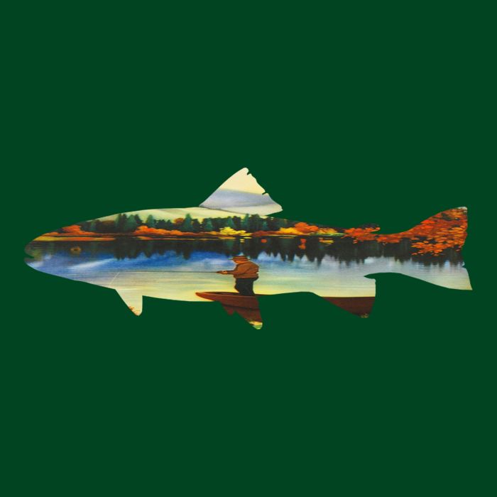 Trout Silhouette Fly Fishing Sunset Lake Cooling Performance Crew T-Shirt