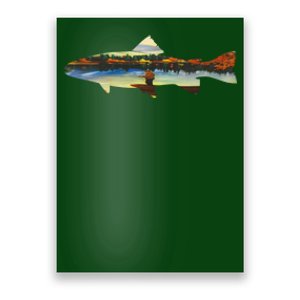 Trout Silhouette Fly Fishing Sunset Lake Poster