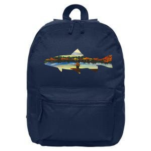 Trout Silhouette Fly Fishing Sunset Lake 16 in Basic Backpack