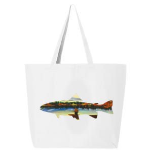 Trout Silhouette Fly Fishing Sunset Lake 25L Jumbo Tote