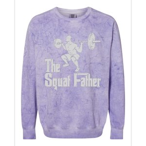 The Squat Father Funny Dad Workout Weights Gym Fathers Day Colorblast Crewneck Sweatshirt