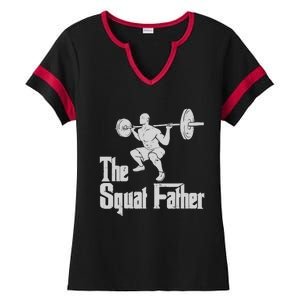 The Squat Father Funny Dad Workout Weights Gym Fathers Day Ladies Halftime Notch Neck Tee